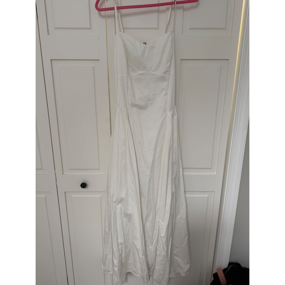 Abercrombie & Fitch White Drop Waist Midi Dress Open Back